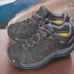 KEEN Womens Flint II 7M Steel Toe Casual Work Shoes Brown Gray ESD, ReGEN